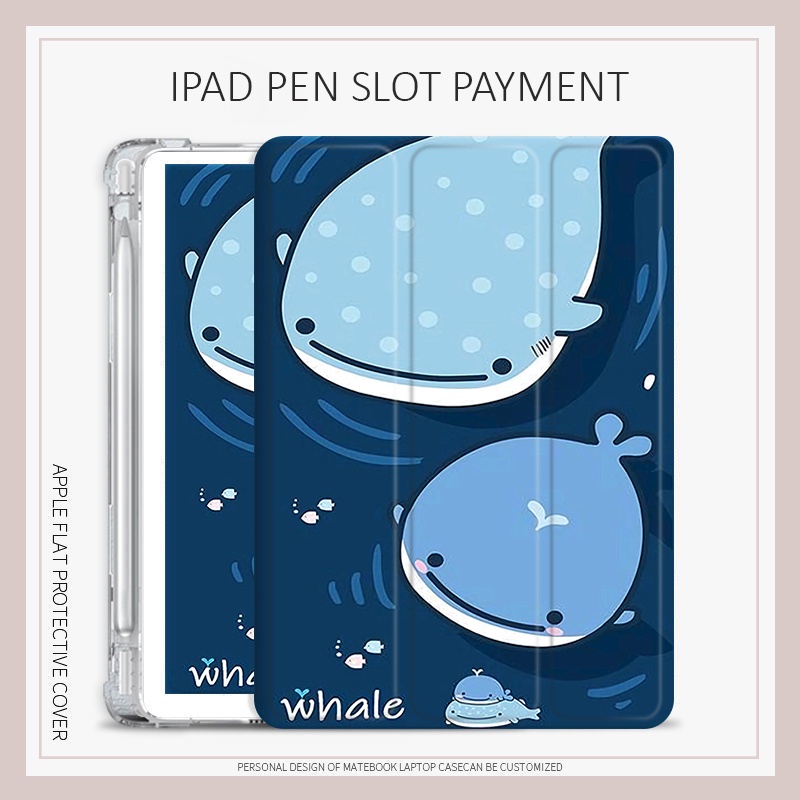 เคส ลายปลาวาฬ พร้อมช่องใส่ปากกา สําหรับ ipad mini 4 5 6 ipad air 1 2 3 4 5 pro 11 2022 ipad gen10 10.2 gen 7 8 9 air7  gen11 mini7