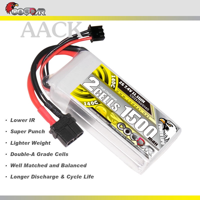 Coddar 1500MAh 2S 7.4V 140C Competition Flying Model Aircraft UAV Lithium Battery Lipo