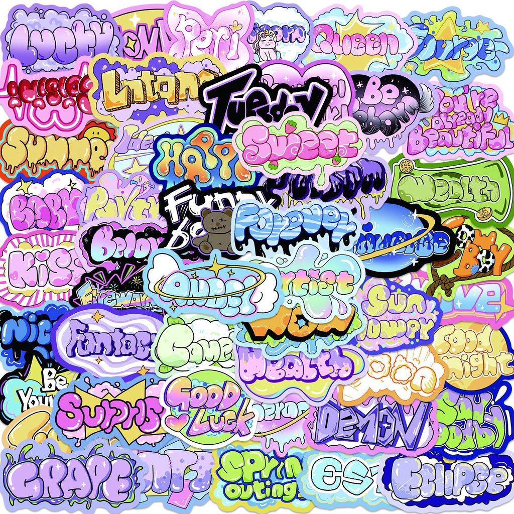 สติกเกอร์ ลายการ์ตูนกราฟฟิตี้ กันน้ํา สําหรับติดตกแต่งหมวกกันน็อค จักรยาน ดินสอ 50 ชิ้น