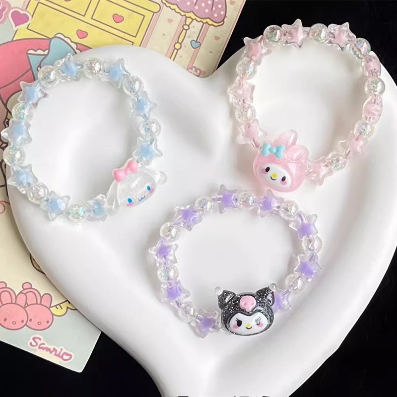 ในไทย สร้อยข้อมือคู่Sanrio Kuromi Melody คริสตัลน่ารักรูปดาวห้าแฉกแฟชั่นสไตล์เกาหลีสําหรับผู้หญิง.COD