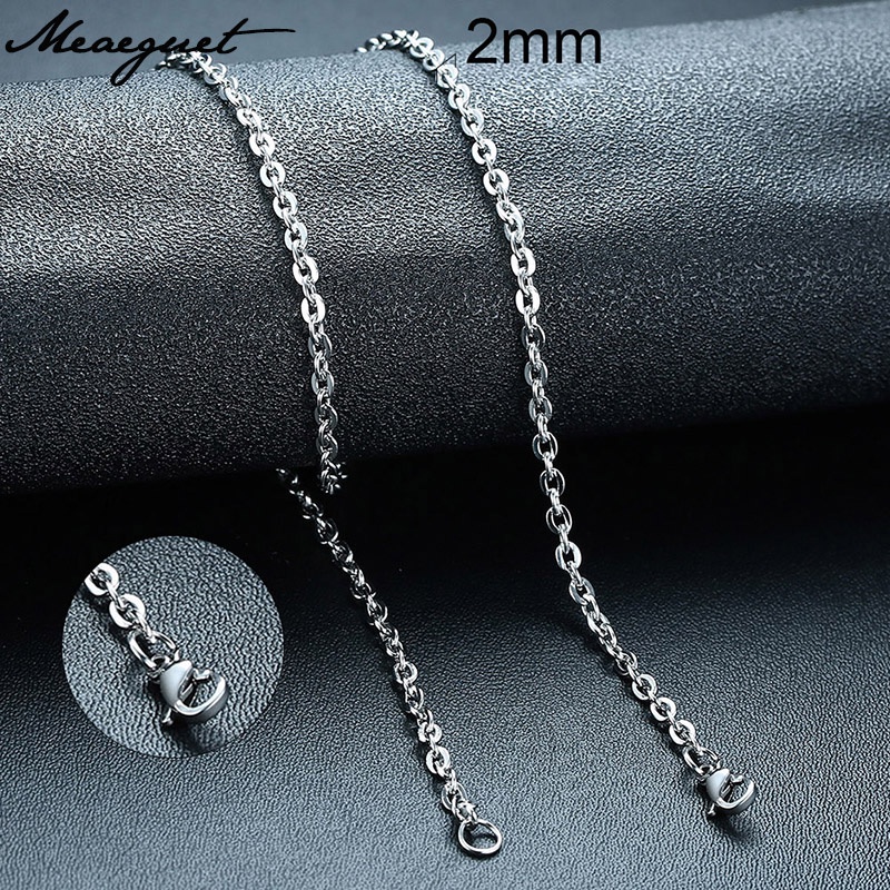 Meaeguet สร้อยคอโซ่ สเตนเลส โลหะ 2 มม. 18 นิ้ว