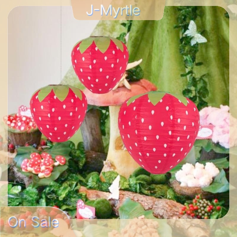 J-Myrtle โคมไฟกระดาษสตรอเบอร์รี่ตกแต่งงานเลี้ยงวันเกิด 3D เครื่องประดับฉากหลัง