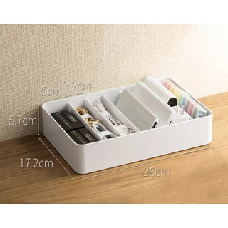 Omocha | (White Drawer) ที่เก็บสายชาร์จ กล่องจัดระเบียบสายไฟ Cable Organizer Box สำหรับลิ้นชัก ช่องแบ่ง ปรับได้