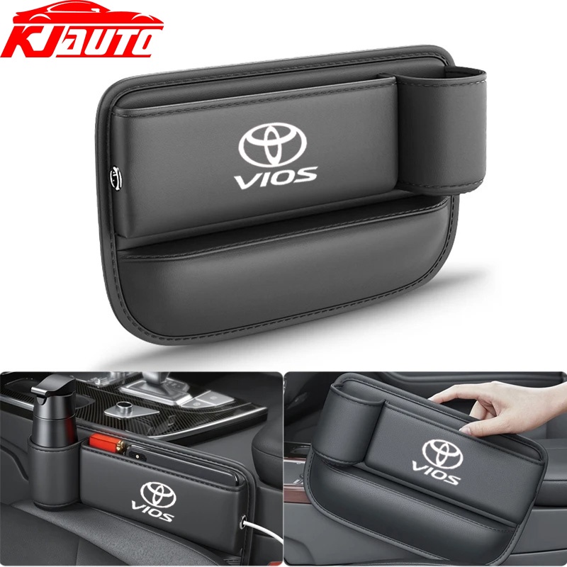 Toyota Vios Car Seat Gap Bag Case Storage Bag PU Leather Auto Console Side Seat Plug Filler Cup Hood