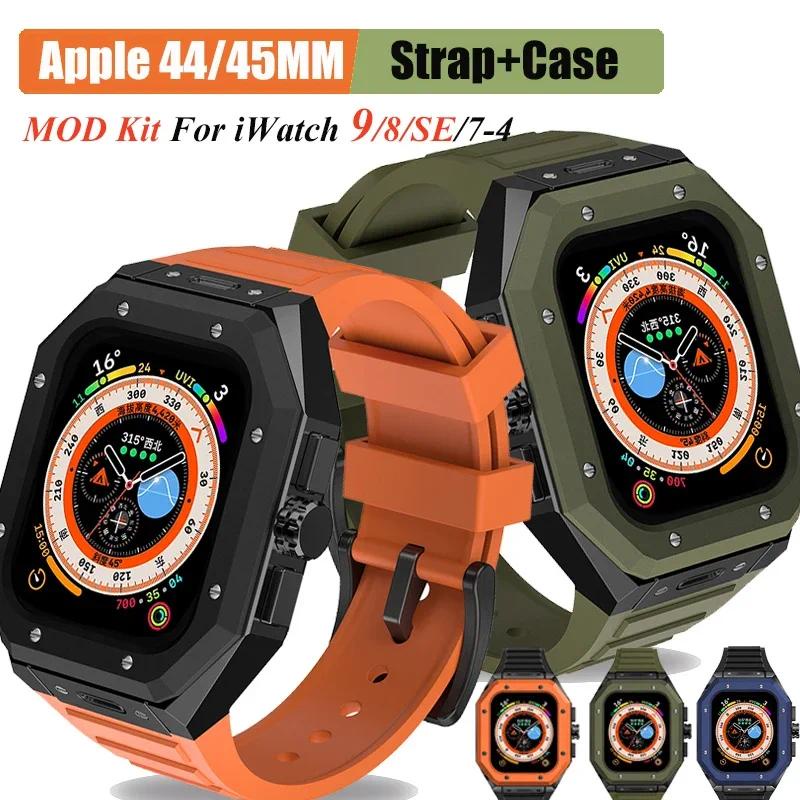 ใหม่ เคสสเตนเลส และสายนาฬิกาข้อมือซิลิโคน AP สําหรับ Apple Watch series 9 45 มม. i Watch 8 7 6 5 4 SE 45 มม. 44 มม.
