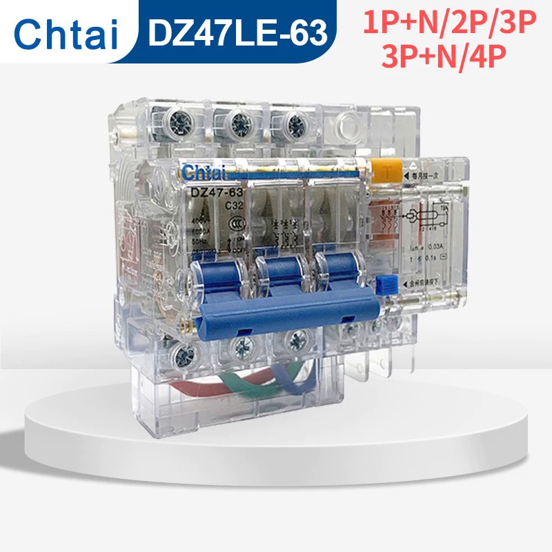 Dz47le-63 เบรกเกอร์วงจรอัตโนมัติ แบบใส คุณภาพสูง RCBO 63amp