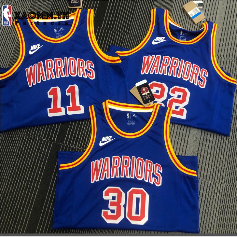 [XAOMM.TH] [Heat Print] เสื้อกีฬาบาสเก็ตบอล ลาย NBA Jersey Golden State Warriors 30 Curry 11 Thompso