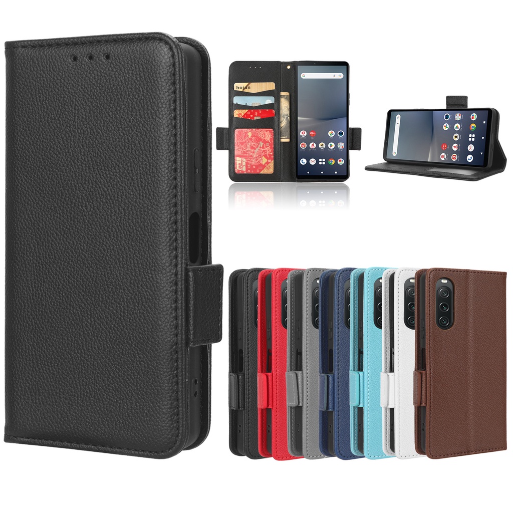 เคส Case for Sony Xperia 1 V 10 IV III Xperia1 Xperia10 II เคสฝาพับ เคสเปิดปิด โทรศัพท์มือถือหนัง PU TPU นิ่ม ฝาพับ พร้อมช่องใส่บัตร และสายคล้องมือ สําหรับ เคสไอโฟน  Flip Cover Leather Wallet ฝาพับหนัง ซองมือถือ