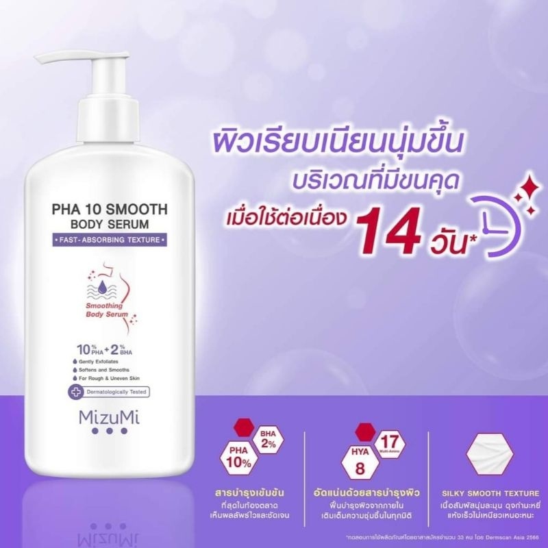 Mizumi PHA 10 Smooth Body Serum เซรั่มบำรุงผิวกาย กู้ผิวหยาบ ขนคุด 250มล.
