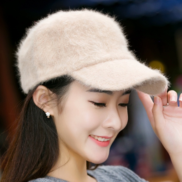 เวอร์ชั่นเกาหลี ฤดูใบไม้ร่วง ฤดูหนาว ผู้หญิง น่ารัก สีพื้น หมวกแหลม เข้ากับทุกการแต่งกาย ที่อบอุ่น กระต่าย ผ้าขนสัตว์ถัก ฐานขนสัตว์