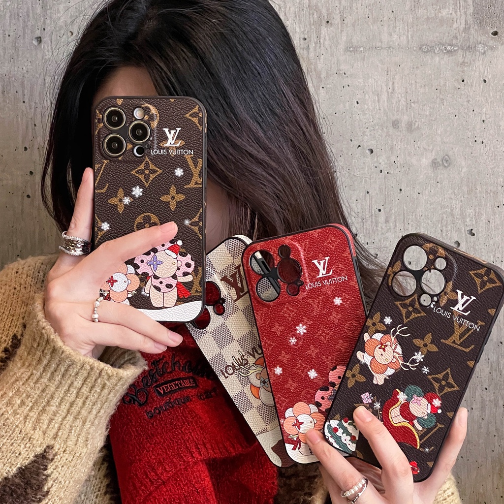 เคสโทรศัพท์มือถือหนัง กันกระแทก ลายการ์ตูนคริสต์มาส สําหรับ iphone 15 14 13 12 11 Pro Max