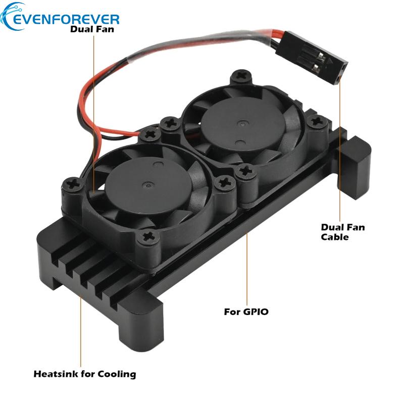 Ev ฮีทซิงค์อลูมิเนียมอัลลอย สําหรับ Raspberry Pi Zero 2 W Dual Fan Heat Sink