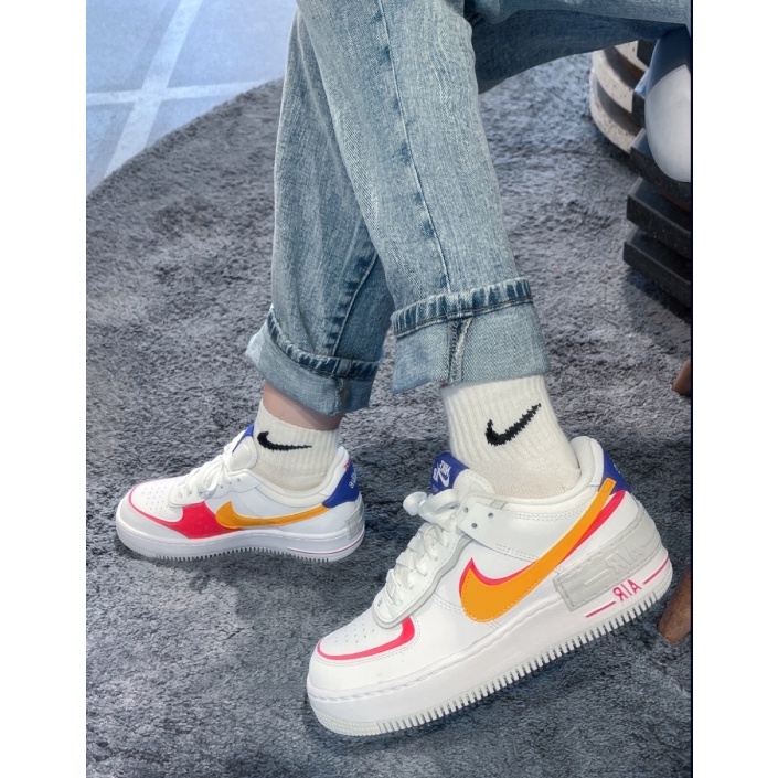 Nike Air Force 1 Shadow white, yellow, red（ของแท้ 100%） รองเท้า free shipping