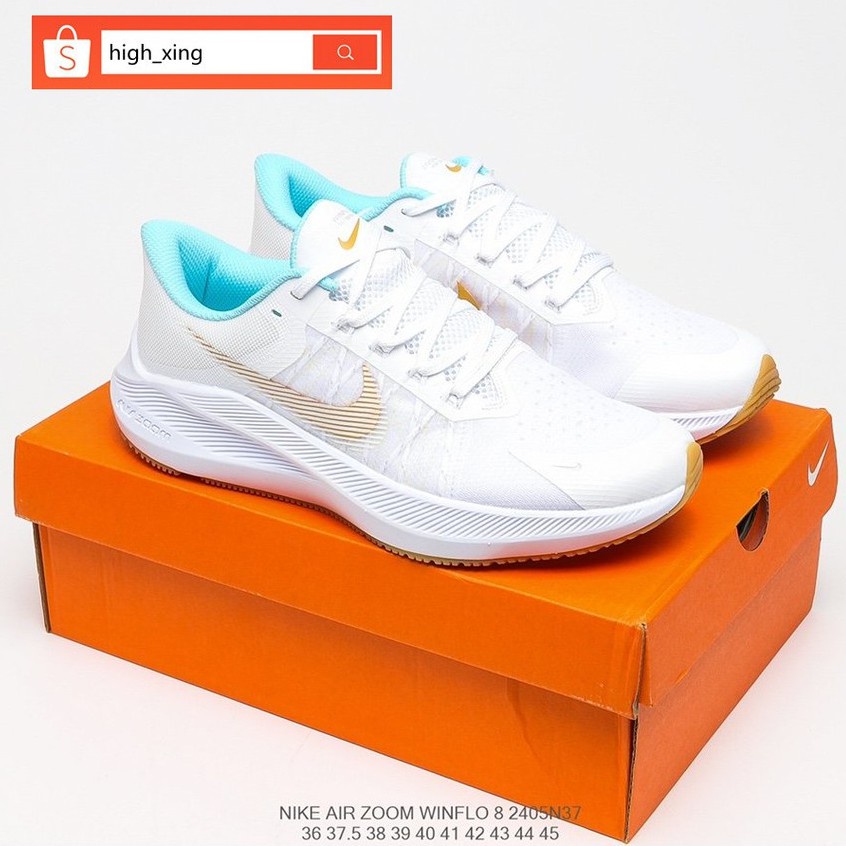♞,♘Original Nike Air Zoom Winflo 8 White Casual Sports Sneakers Shoes For Women &amp; Men