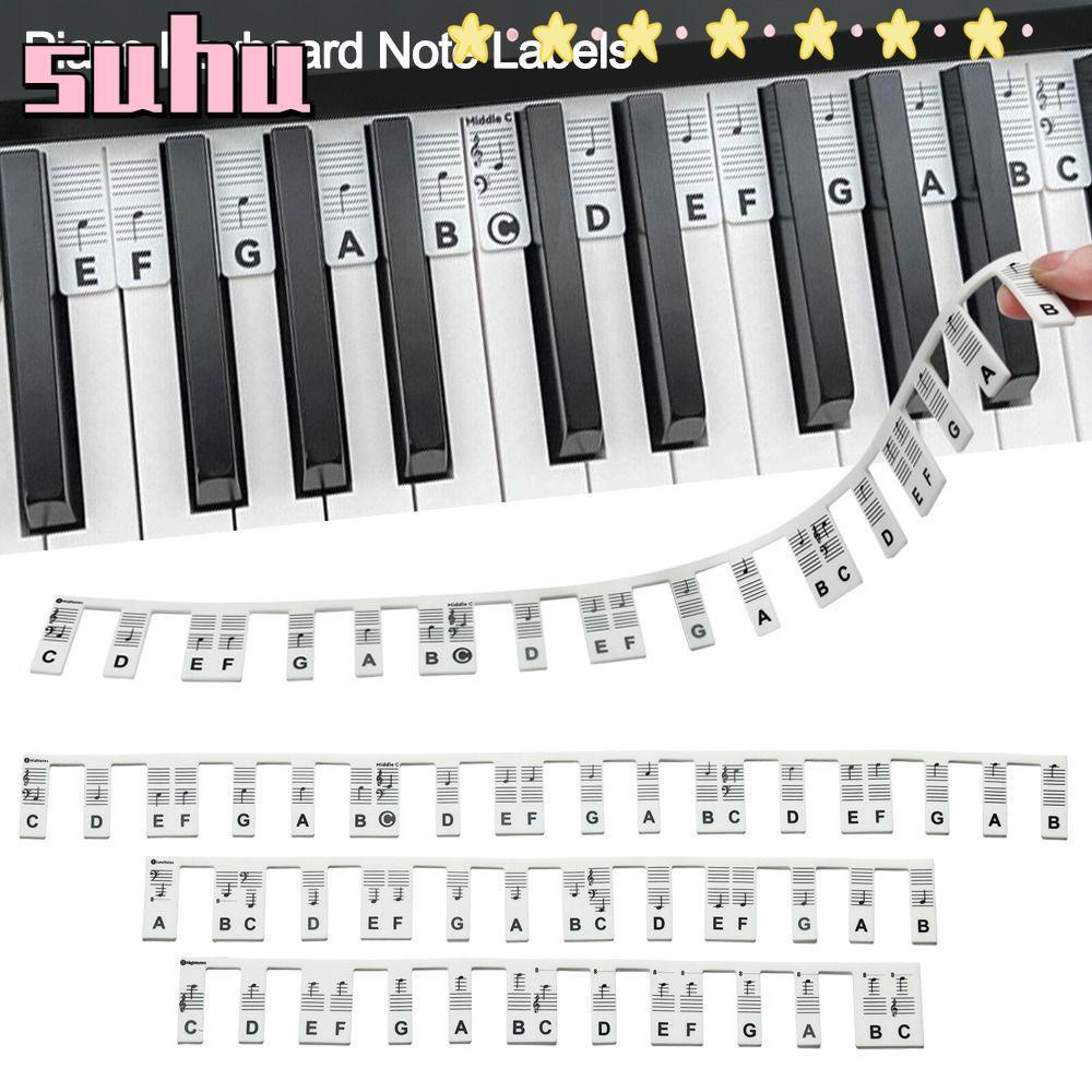Suhuhd สติกเกอร์เปียโน ซิลิโคน แบบพกพา เรียนรู้ สองเส้น 88 คีย์