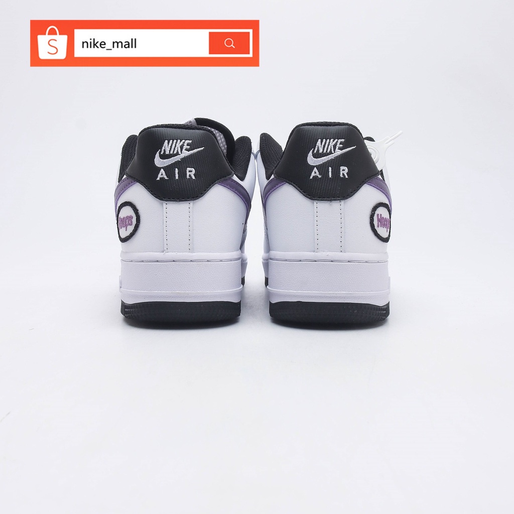 Nike Air Force 1 '07 Wb รองเท้าผ้าใบลำลองสีขาวสีม่วงของแท้ 100% สำหรับผู้หญิงและผู้ชาย แฟชั่น
