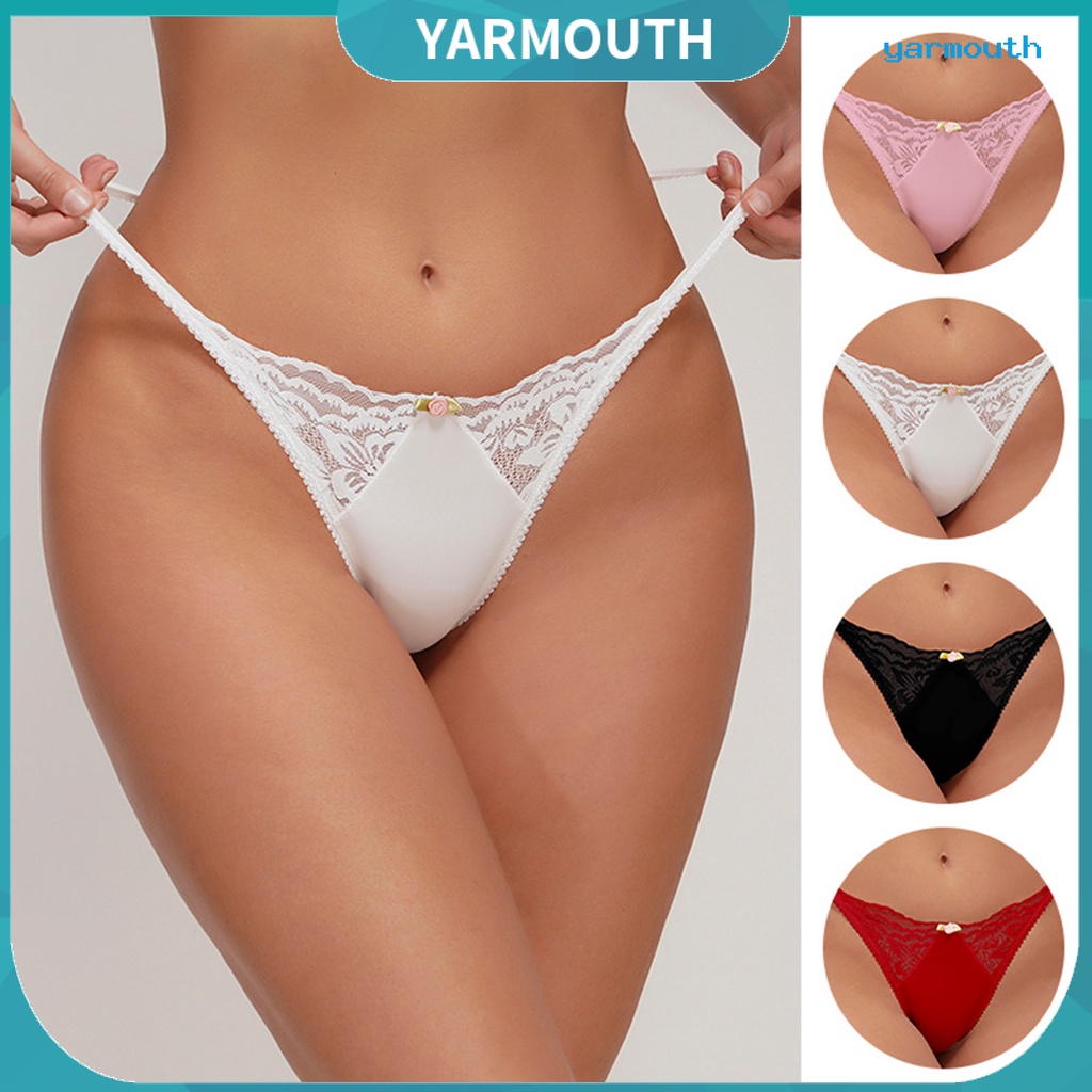 Yyr-- กางเกงชั้นในจีสตริง เอวสูง ลูกไม้ กลวง ยืดหยุ่น สีพื้น นุ่ม ไร้รอยต่อ ดอกไม้ปลอม ป้องกันการบําบัดน้ําเสีย สายสปาเก็ตตี้ แห้งเร็ว นุ่ม สําหรับผู้หญิง