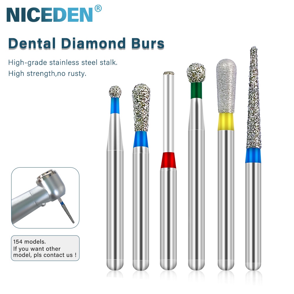 Niceden 10 ชิ้น FG ทันตกรรมเพชร Burs เจาะสําหรับ handpiece ความเร็วสูง Super หยาบเพชร Abrade Crown C