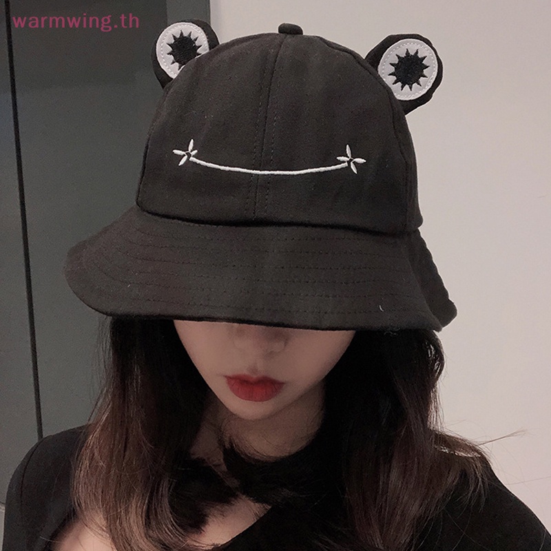 Warmwing หมวกบักเก็ต ทรงบักเก็ต ลายกบ สไตล์ชาวประมง แฟชั่นฤดูร้อน ฤดูใบไม้ร่วง สําหรับผู้หญิง TH