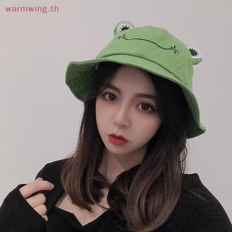 Warmwing หมวกบักเก็ต ทรงบักเก็ต ลายกบ สไตล์ชาวประมง แฟชั่นฤดูร้อน ฤดูใบไม้ร่วง สําหรับผู้หญิง TH