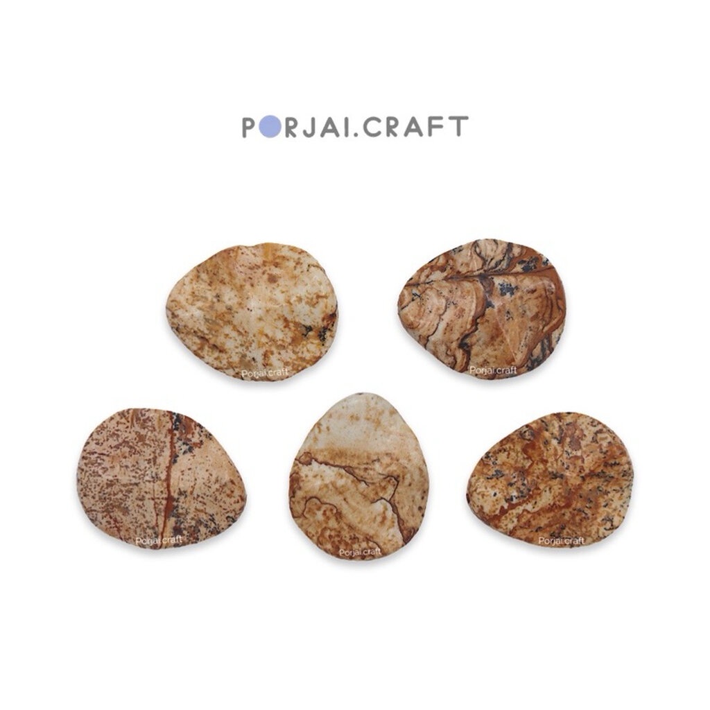 Waved Oval Picture Jasper Bead ลูกปัดพิกเจอร์แจสเปอร์ 30mm