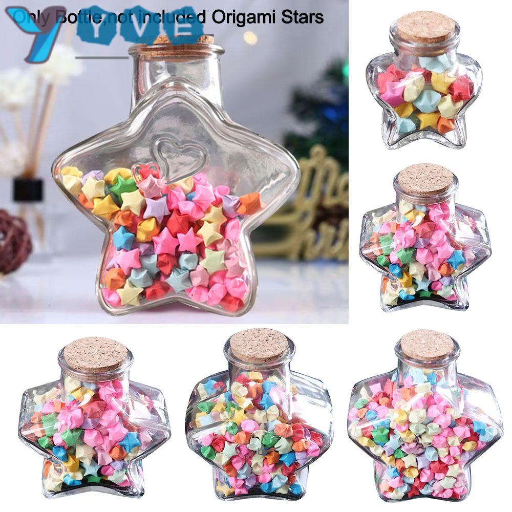 YVE Wishing Bottle, Stars Shape Craft Origami Stars Glass Bottle, DIY Glass Jars Home