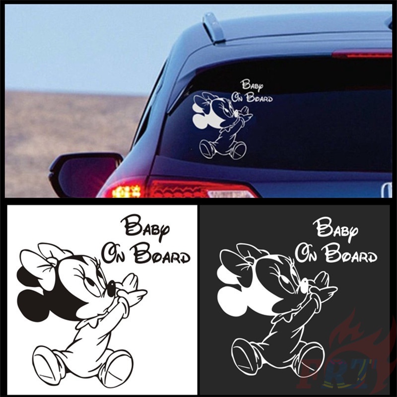 1 ชิ้น Baby on Board - สติกเกอร์ติดรถยนต์ ลายมิกกี้เมาส์ สติกเกอร์ ลายการ์ตูนดิสนีย์ สําหรับตกแต่งรถยนต์