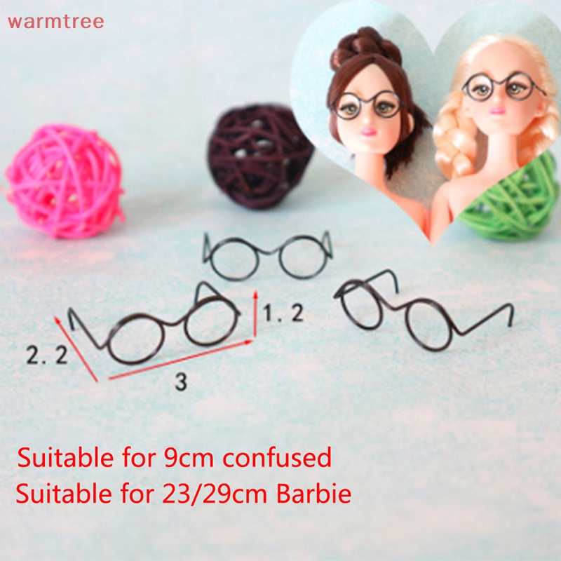 (warmtree) แว่นตาแฟชั่น ไร้เลนส์ กรอบกลม สไตล์เรโทร สําหรับตุ๊กตา 5 ชิ้น