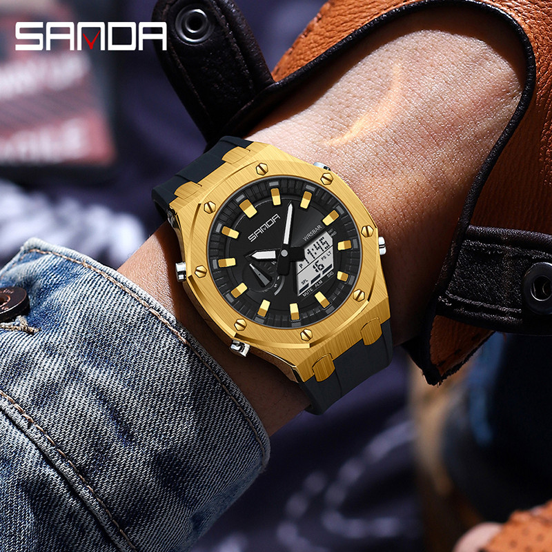 Sanda Oak นาฬิกาข้อมืออิเล็กทรอนิกส์ กันน้ํา อเนกประสงค์ สําหรับผู้ชาย SD3309-6