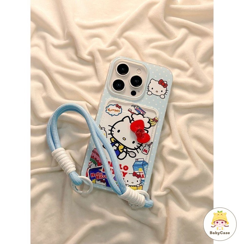 สำหรับ iPhone 11 13 12 14 16 15 Pro Max 7 8 14 15 16 Plus XR X XS Max SE เคสผู้ถือบัตรกระเป๋าเงิน hellokitty น่ารัก