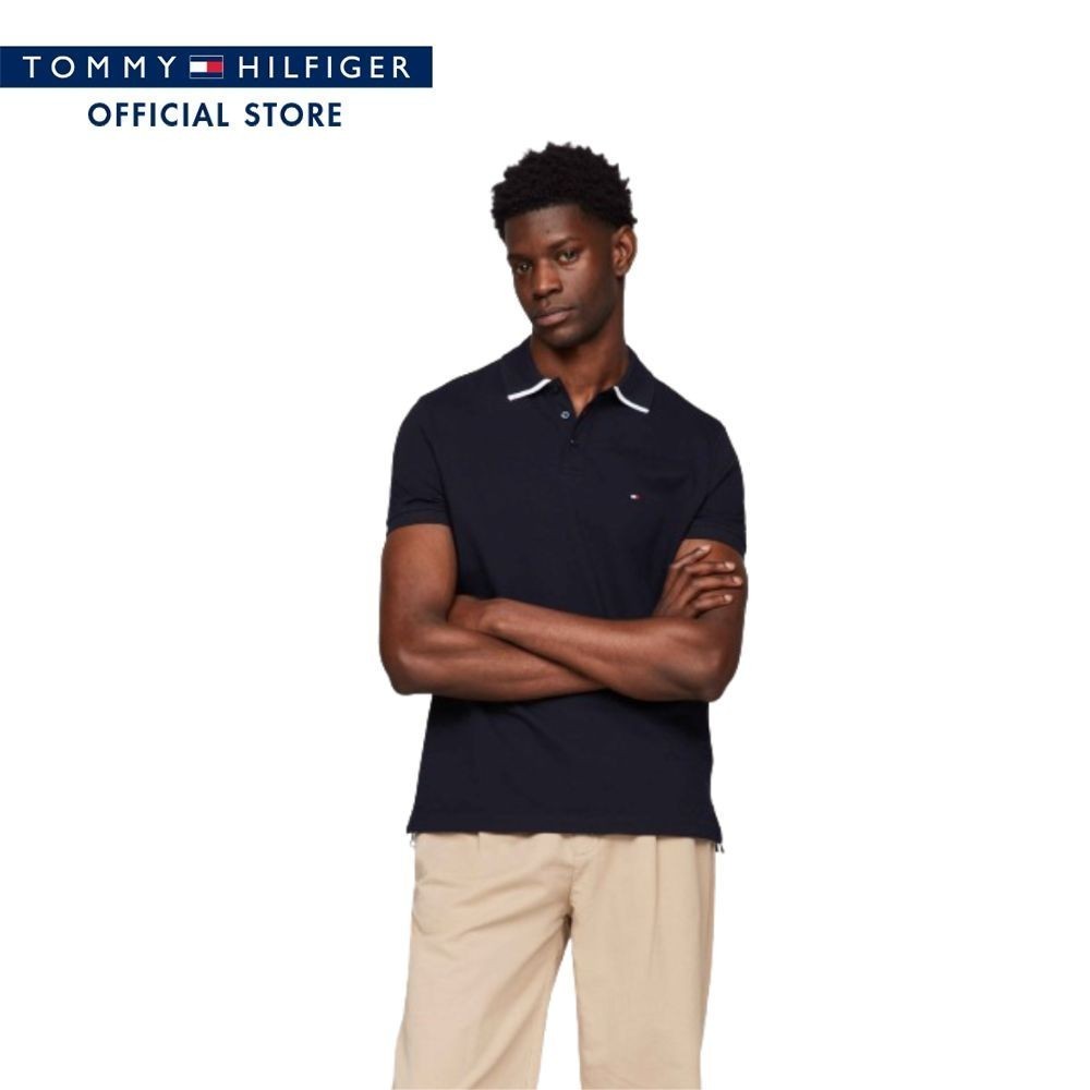 Tommy Hilfiger เสื้อโปโล ผู้ชาย รุ่น MW0MW34754 DW5 - สีน้ำเงิน ทรง Regular Fit