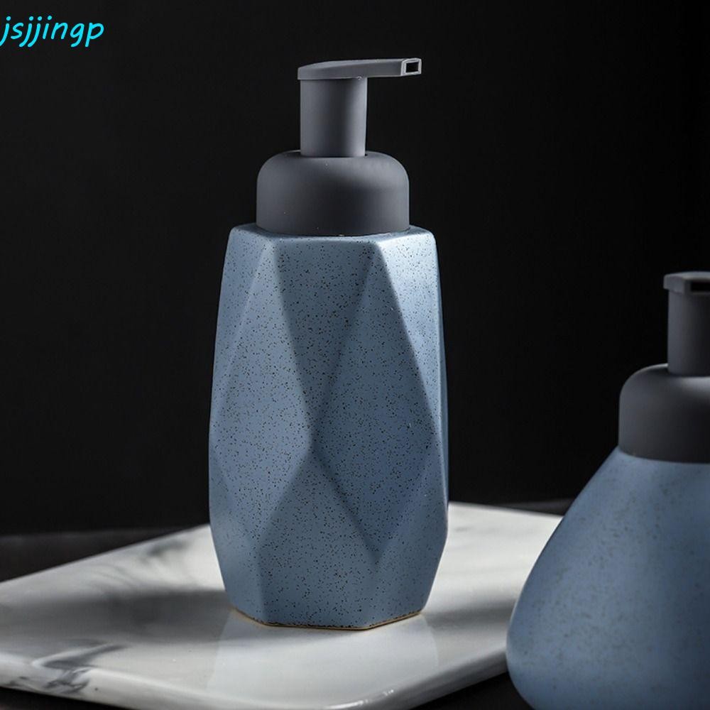 Jsjjingpเครื่องจ่ายโฟมโลชั่น,เครื่องจ่ายสบู่เหลวฟองด้านจุดเซรามิก,รูปทรงหลายที่ทันสมัยพร้อมปุ่มกดชนิดกดขวดปั๊มโฟมสําหรับล้างมือ