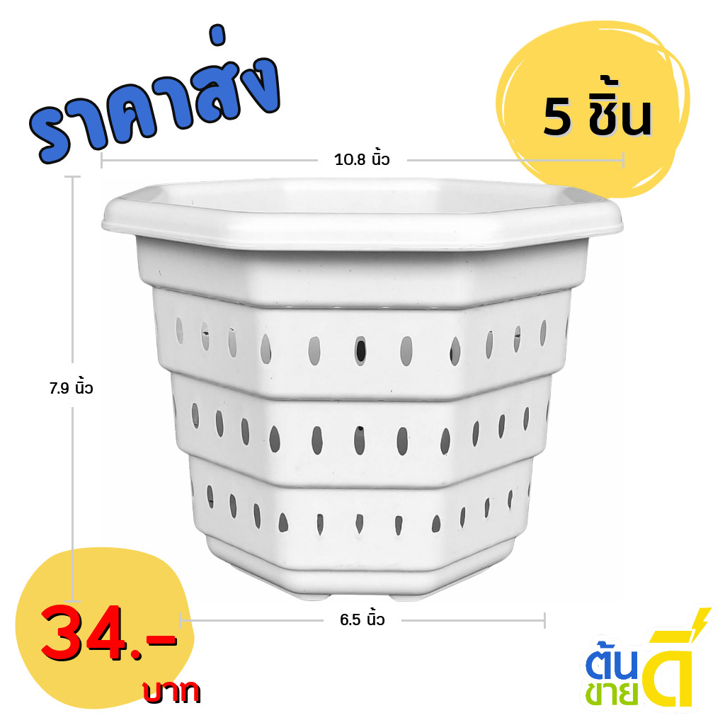 กระถาง กระถางต้นไม้ กระถางเร่งราก ซุปเปอร์ ขนาด 10 นิ้ว สีขาว 5 ใบ ชิ้น อัน