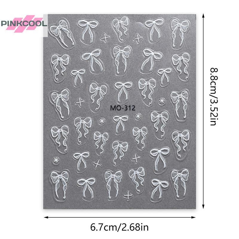 Pinkcool 1 แผ่นริบบิ้นสีขาว Bowknot 3D นูนบรรเทาตกแต่งเล็บสติกเกอร์เล็บเครื่องมือ Decals ร้อน ราคา ถูกที่สุด ดีลบีเคเค แกลเลอรีภาพที่ 5