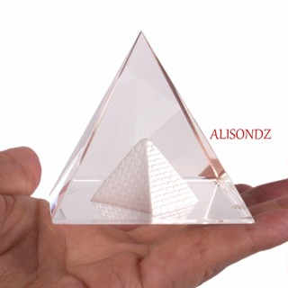 Alisondz คริสตัลพีระมิด ใส 40 มม. โมเดลอาคารโบราณ 3D งานฝีมือ อียิปต์ พีระมิด สําหรับตกแต่งบ้าน