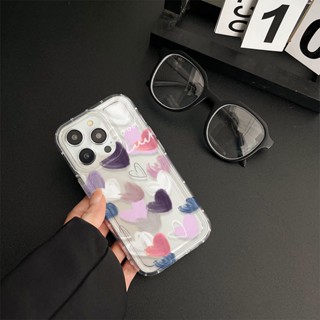 Yiki|เคสโทรศัพท์มือถือแบบนิ่ม TPU ใส ลายหัวใจสีม่วง ขาว สําหรับ OPPO Find X6 Pro X6 X5 Pro X5 Lite X5 X3 Pro X3 F21S F21 Pro F19 F17 Pro F12 F11 Pro F11 F9 Pro