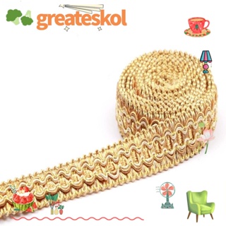 Greateskol ริบบิ้นผ้าโพลีเอสเตอร์ถัก สีทอง 0.78 นิ้ว 12.5 หลา สําหรับเย็บผ้า ตกแต่งบ้าน