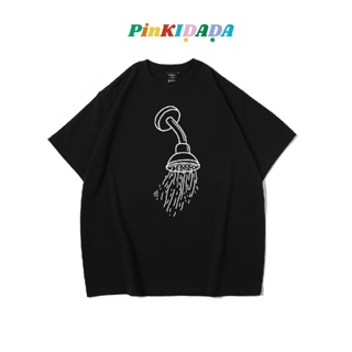 เสื้อยืดแขนสั้น คอกลม ผ้าฝ้าย ทรงหลวม พิมพ์ลาย PinKIDADA แฟชั่นฤดูร้อน สีดํา และสีขาว