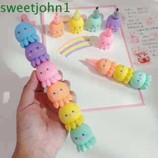 Sweetjohn ปากกาไฮไลท์ สีแคนดี้ เรืองแสง เครื่องเขียน สําหรับโรงเรียน สํานักงาน