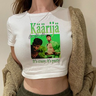 Kaarija goth เสื้อครอปท็อป แฟชั่นเกาหลี โกธิค สตรีทแวร์ trashy hippie cyber y2k crop top tshirt