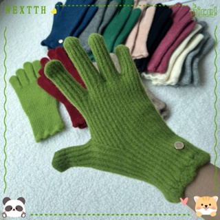 Nextth ถุงมือผ้าขนสัตว์ถัก กันความหนาว เต็มนิ้ว ให้ความอบอุ่น สีพื้น สําหรับผู้หญิง