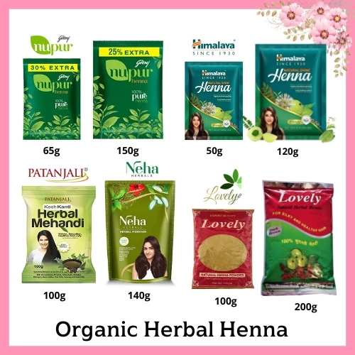 เฮนน่า Natural Henna Powder, Lovely, Himalaya, Nupur, Neha, Patanjali นำเข้าจากอินเดีย แท้ 100%,Hair care
