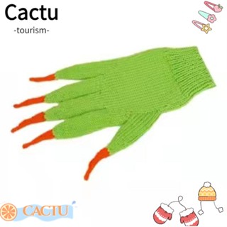 Cactu ถุงมือผ้าวูลถัก ห้านิ้ว ให้ความอบอุ่น คุณภาพสูง เหมาะกับของขวัญฮาโลวีน ฤดูหนาว สําหรับแม่มด