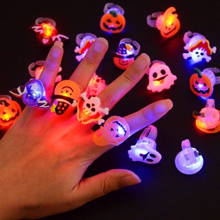 【shuanghong666】LED Light Halloween Ring Glowing Pumpkin Ghos