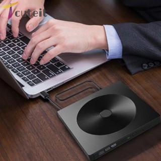 Tcuteit ไดรฟ์ออปติคอลภายนอก USB 3.0 Type CD DVD ROM แบบบางพิเศษ