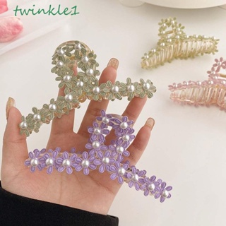 Twinkle1 กิ๊บติดผม อะคริลิค รูปปู ดอกไม้ ประดับไข่มุกน่ารัก สําหรับผู้หญิง