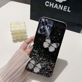 เคสโทรศัพท์มือถือ ซิลิโคนนิ่ม ลายผีเสื้อ ท้องฟ้ากลางคืน หรูหรา สําหรับ Realme C55 NFC