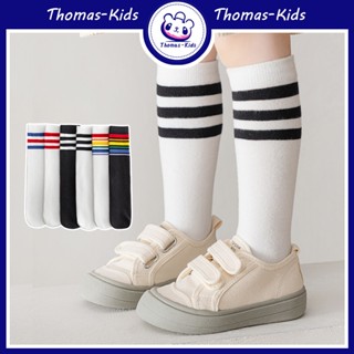 [THOMAS Kids] ถุงเท้ายาวถึงเข่า ผ้าฝ้ายแท้ ลายทาง สไตล์เจ้าหญิง สําหรับเด็กผู้หญิง อายุ 1-12 ปี 38 ซม. 43 ซม.