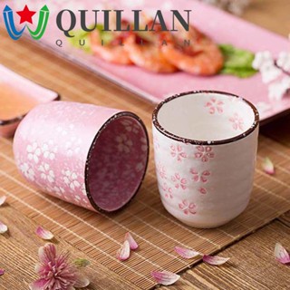 Quillan ถ้วยชา ลายดอกซากุระ สไตล์ญี่ปุ่น เครื่องปั้นดินเผา