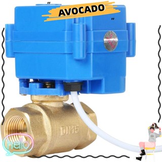 Avocarr วาล์วบอลมอเตอร์ ทองเหลือง 1/2 นิ้ว 2 สาย 9-24V DC